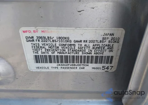 2011 Mitsubishi Lancer Es из США, поврежденный, VIN JA32U2FU8BU007534